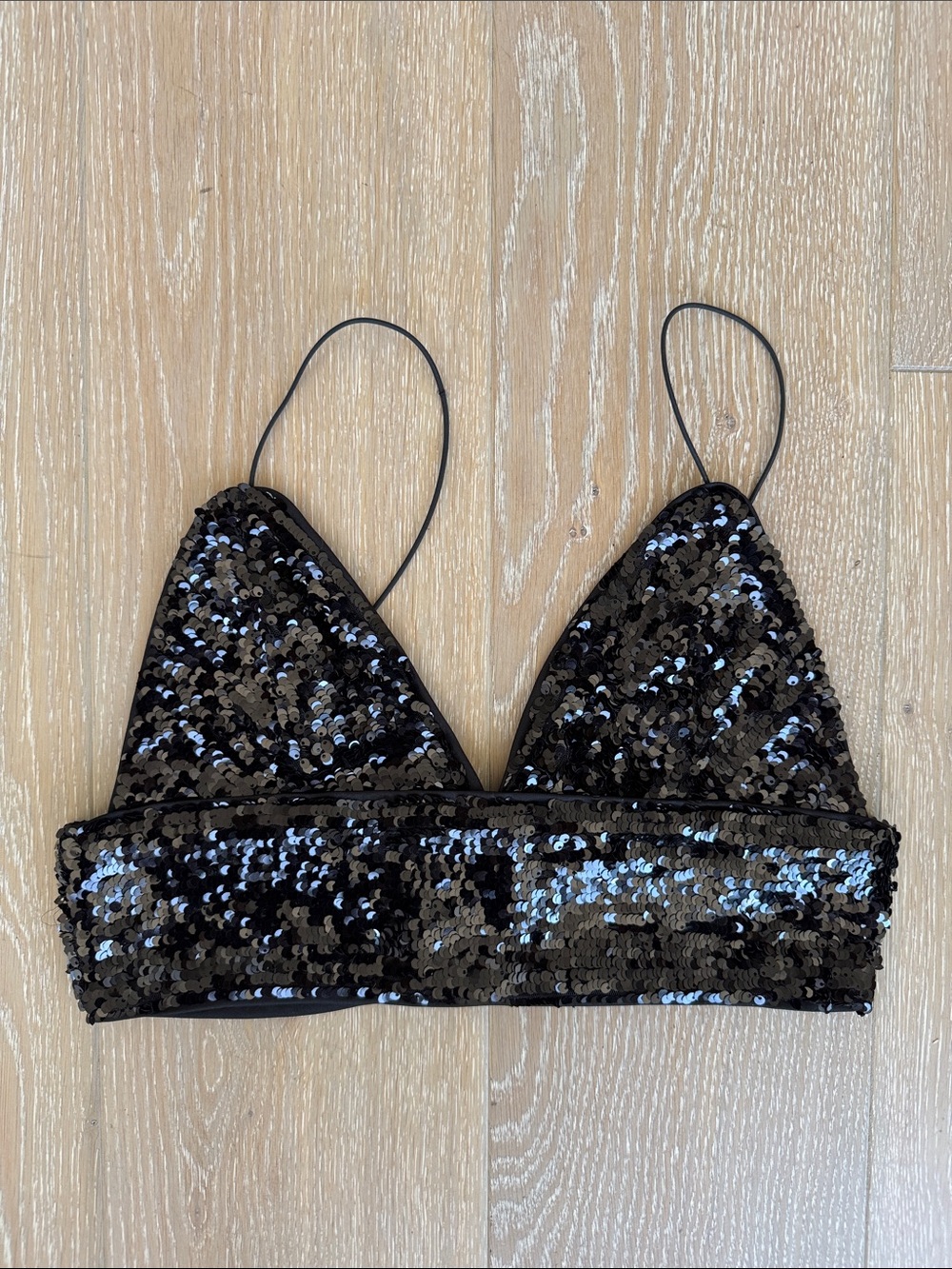 Forever 21 Black Sequin Bralette Top. Size Medium.